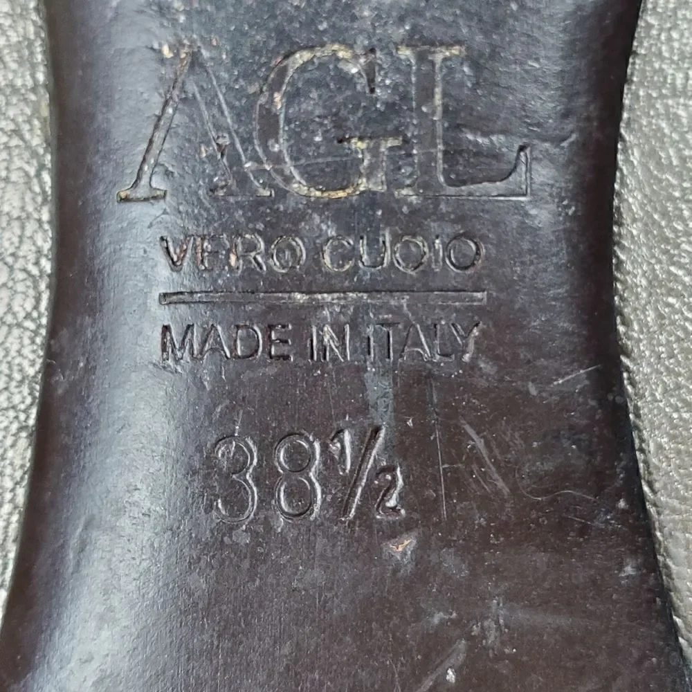 AGI Atillo Gusti Leumbruni Metallic & Black Patent Leather Ballet Flats